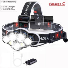Load image into Gallery viewer, High Lumen Ultra Bright Powerful Rechargeable LED Headlamp  USB Head Lamp 7 LED Headlight Head Flashlight Waterproof Flashlight Head Torch For Outdoor Camping Cycling Running Fishing
