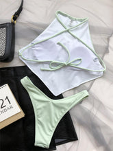 Load image into Gallery viewer, High Neck Swimwear Women Bikini Tied Top Swimsuit Female Brazilian Bikini Set Bathing Suit Swim Women's Bikini Set High Waist  Scoop Collar Padded Swimsuit
