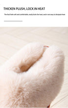 Load image into Gallery viewer, High Quality Cow Suede Leather Plush Fur Lined Women Winter Slippers Home Half Casual Shoes Flats Waterproof Memory Foam House Shoes Slipper With Fuzzy Plush Design
