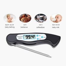 将图片加载到图库查看器，High Quality Foldable Food Thermometer Probe Digital BBQ Meat Kitchen Thermometer  Instant Read Meat Thermometer With 4.6” Folding Probe Backlight &amp; Calibration Function For Cooking Food Candy BBQ Grill Liquids Beef Liquid Water Oil Temperature Gauge
