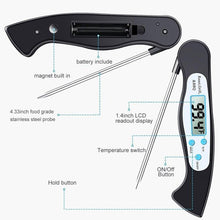 将图片加载到图库查看器，High Quality Foldable Food Thermometer Probe Digital BBQ Meat Kitchen Thermometer  Instant Read Meat Thermometer With 4.6” Folding Probe Backlight &amp; Calibration Function For Cooking Food Candy BBQ Grill Liquids Beef Liquid Water Oil Temperature Gauge

