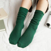Load image into Gallery viewer, High School Girls High Socks Solid Colors Double Needles Knitting Cotton Long Socks for Women
