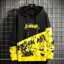 将图片加载到图库查看器，High Street Print Hoodie Men New Patchwork Hoodies Men's Hip Hop Hooded Sweatshirt Men's Sweatshirt Streetwear Loose Personality Letter Print Patchwork Hoodie
