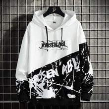 将图片加载到图库查看器，High Street Print Hoodie Men New Patchwork Hoodies Men's Hip Hop Hooded Sweatshirt Men's Sweatshirt Streetwear Loose Personality Letter Print Patchwork Hoodie
