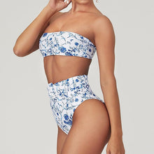 将图片加载到图库查看器，High Waist Bikini Black Swimwear Women Swimsuit High Leg Bikinis Set Women High Waist Bandeau Bikini Set Strapless 2 Piece Bathing Suit Swimsuits Tie Wrap Swimsuits Swimming for Bathing Suit Woman Swimsuits
