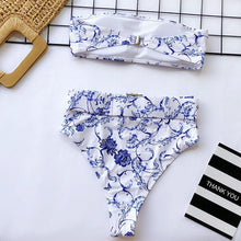 将图片加载到图库查看器，High Waist Bikini Black Swimwear Women Swimsuit High Leg Bikinis Set Women High Waist Bandeau Bikini Set Strapless 2 Piece Bathing Suit Swimsuits Tie Wrap Swimsuits Swimming for Bathing Suit Woman Swimsuits
