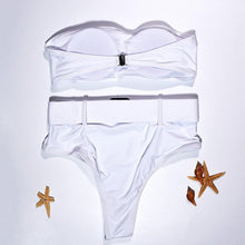 将图片加载到图库查看器，High Waist Bikini Black Swimwear Women Swimsuit High Leg Bikinis Set Women High Waist Bandeau Bikini Set Strapless 2 Piece Bathing Suit Swimsuits Tie Wrap Swimsuits Swimming for Bathing Suit Woman Swimsuits
