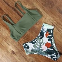 将图片加载到图库查看器，High Waist Bikini Leopard Bikini Women Push Up Swimsuit Women's Leopard Print Swimsuits High Waist Bikini Set 2 Piece Bathing Suits Women Printed Swimwear Tie Dye Summer Swim Beachwear
