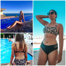 将图片加载到图库查看器，High Waist Bikini Leopard Bikini Women Push Up Swimsuit Women's Leopard Print Swimsuits High Waist Bikini Set 2 Piece Bathing Suits Women Printed Swimwear Tie Dye Summer Swim Beachwear
