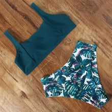 将图片加载到图库查看器，High Waist Bikini Leopard Bikini Women Push Up Swimsuit Women's Leopard Print Swimsuits High Waist Bikini Set 2 Piece Bathing Suits Women Printed Swimwear Tie Dye Summer Swim Beachwear
