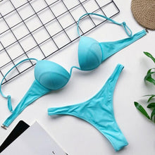 Load image into Gallery viewer, High Waist Bikini Push Up Swimsuit Leopard Swimwear Women Bikini Set Swimsuits For Women V-Wired Underwire Push Up High Cut Bikini Set Two Pieces Bathing Suits Women Bathing Suit
