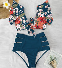 将图片加载到图库查看器，High Waist Bikini Ruffle Swimwear Women Print Swimsuit Push Up Bikinis Plus Size Bathing Suits Floral Beach Wear Bikini Swimsuits for Teen Girls
