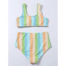 Load image into Gallery viewer, High Waist Bikini Striped Swimsuit Women Swimwear Women's Bathing Suit Triangle Bikini Low Waist Two Piece Swimsuit Female Push up Bikini Set Swimming Wear for Bathing Suit Swimsuits

