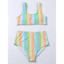 Load image into Gallery viewer, High Waist Bikini Striped Swimsuit Women Swimwear Women's Bathing Suit Triangle Bikini Low Waist Two Piece Swimsuit Female Push up Bikini Set Swimming Wear for Bathing Suit Swimsuits
