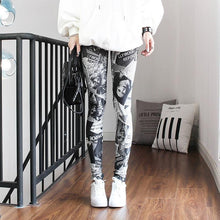 将图片加载到图库查看器，High Waist Leggings Pants Fitness Women Fashion  Printing Leggings Women Fitness Yoga Pants High Waist Push Up Sportswear Elastic Trousers Gym Running Workout Pants Push Up Running Elastic Stripe Dot Bottom Leggings
