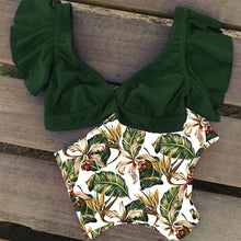 Load image into Gallery viewer, High Waist Ruffled Bikini Set Flounce Swimwear Women Two Pieces Swimsuit Swimsuit for Women Two Pieces Bathing Suits Tummy Control Flounce Top with High Waist Bottom Floral Beachwear V-neck Bathing Suit

