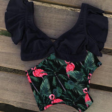 Load image into Gallery viewer, High Waist Ruffled Bikini Set Flounce Swimwear Women Two Pieces Swimsuit Swimsuit for Women Two Pieces Bathing Suits Tummy Control Flounce Top with High Waist Bottom Floral Beachwear V-neck Bathing Suit
