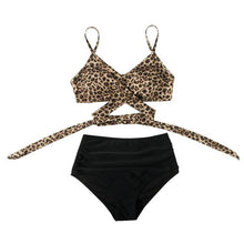 将图片加载到图库查看器，High Waist Swimsuit Bikini Push Up Swimwear Women Bathing Suit Female Bikini Set Leopard Swim Suit Beachwear Women's High Waist Swimsuit 2 Piece Bathing Suits Bikini
