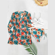 Load image into Gallery viewer, High-Waist Swimwear Set Summer Floral Print Bikini Swimsuit Beachwear Women  Push-Up Bathing Suit Tie Dye 3 Pieces Strings High Cut Bikini Set Bathing Suits
