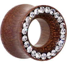 Load image into Gallery viewer, 9/16 Clear Gem Organic Rose Flower Wood Saddle Plug Set
