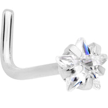 Load image into Gallery viewer, 20G 1/4 Clear Star 3mm CZ Gem Steel L-Shape Nose Ring
