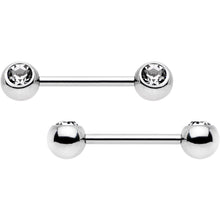 Load image into Gallery viewer, Clear Gem Rainbow PVD Stainless Steel Barbell Nipple Ring Set of 4
