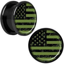 Load image into Gallery viewer, Green American Flag Black Anodized Screw Fit Plug Set  5mm to 20mm

