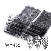 Load image into Gallery viewer, Holographic Nail Foil Transfer Set Sticker Decal Nail Art Foils Designer Marble Nail Decoration Sliders Wraps Manicure  Women Kids Girls Manicure Decoration Nail Art Supplies 3D Self-Adhesive Nail Decals Designer Nail Stickers for Acrylic Nails
