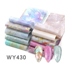 Load image into Gallery viewer, Holographic Nail Foil Transfer Set Sticker Decal Nail Art Foils Designer Marble Nail Decoration Sliders Wraps Manicure  Women Kids Girls Manicure Decoration Nail Art Supplies 3D Self-Adhesive Nail Decals Designer Nail Stickers for Acrylic Nails
