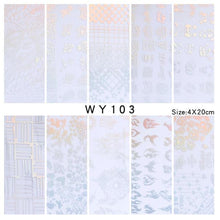 Load image into Gallery viewer, Holographic Nail Foil Transfer Set Sticker Decal Nail Art Foils Designer Marble Nail Decoration Sliders Wraps Manicure  Women Kids Girls Manicure Decoration Nail Art Supplies 3D Self-Adhesive Nail Decals Designer Nail Stickers for Acrylic Nails
