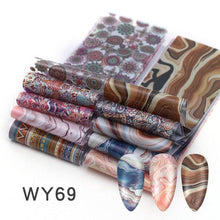 Load image into Gallery viewer, Holographic Nail Foil Transfer Set Sticker Decal Nail Art Foils Designer Marble Nail Decoration Sliders Wraps Manicure  Women Kids Girls Manicure Decoration Nail Art Supplies 3D Self-Adhesive Nail Decals Designer Nail Stickers for Acrylic Nails
