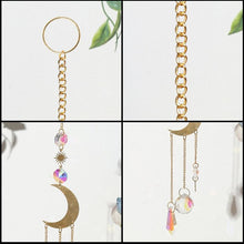 将图片加载到图库查看器，Home Decor Crystal Sun-catchers Window Pendant Hanging Curtain Wind-chimes Light Catcher Star Moon Pendant Rainbow Wind Chime Prisms Wind Chime Hanging Ornaments For Garden Home Christmas Decorations Gift

