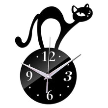 将图片加载到图库查看器，Home Decoration Wall Mirror 3D Hanging Clock Wall Murals Decal Sticker Acrylic Wallpaper for Unisex Teen Children Kid Boy Girl Classroom Gym Room Cartoon Cats Design Sticker Watch
