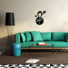 将图片加载到图库查看器，Home Decoration Wall Mirror 3D Hanging Clock Wall Murals Decal Sticker Acrylic Wallpaper for Unisex Teen Children Kid Boy Girl Classroom Gym Room Cartoon Cats Design Sticker Watch
