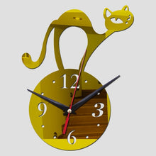 将图片加载到图库查看器，Home Decoration Wall Mirror 3D Hanging Clock Wall Murals Decal Sticker Acrylic Wallpaper for Unisex Teen Children Kid Boy Girl Classroom Gym Room Cartoon Cats Design Sticker Watch
