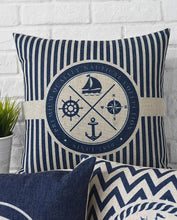 将图片加载到图库查看器，Home Decorative Pillows Mediterranean Pillow Cover Blue Anchor Navigation Compass Sailboat Pillowcase Decorative Cushion Cover For Home Cover Sea Blue Compass Marine Ship Linen Pillow Case Cushion Cover 45x45CM
