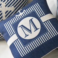 将图片加载到图库查看器，Home Decorative Pillows Mediterranean Pillow Cover Blue Anchor Navigation Compass Sailboat Pillowcase Decorative Cushion Cover For Home Cover Sea Blue Compass Marine Ship Linen Pillow Case Cushion Cover 45x45CM
