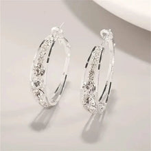 Load image into Gallery viewer, Hoop Earrings Inlaid Shiny Rhinestone For Ladies
