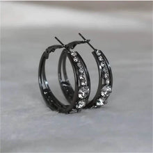 Load image into Gallery viewer, Hoop Earrings Inlaid Shiny Rhinestone For Ladies
