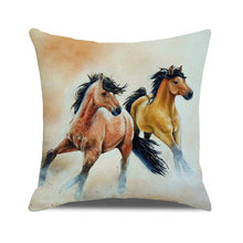 Load image into Gallery viewer, Horse Pattern Pillow Cover Running Horses Cotton Linen Square Cushion Cover Standard Pillowcase for Men Women Home Decorative Sofa Armchair Bedroom Livingroom Farmhouse 45x45CM
