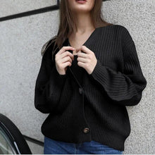 Load image into Gallery viewer, Hot Look Stylish Women's Knitted Cardigans Sweater Fashionable Autumn Long Sleeve Loose Coat Casual Button Thick V Neck Solid Female Tops
