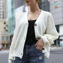 Load image into Gallery viewer, Hot Look Stylish Women's Knitted Cardigans Sweater Fashionable Autumn Long Sleeve Loose Coat Casual Button Thick V Neck Solid Female Tops
