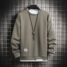 Load image into Gallery viewer, Hot New Spring Autumn Solid Color Casual Men Sweatshirts Men Fashion Mens Casual Sweatshirts Hoodie Men Two Pieces O-Neck Sweatshirt
