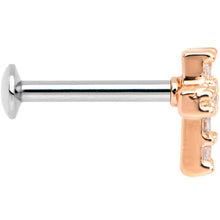 Load image into Gallery viewer, 5/16 Clear CZ Rose Gold Tone Internally Threaded Cross Labret Monroe
