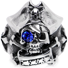 将图片加载到图库查看器，Blue Gem Scary Eyed Pirate Finger Ring

