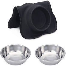 Load image into Gallery viewer, Hubulk 2 Stainless Steel Dog Bowl with No Spill Non-Skid Silicone Mat
