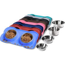 Load image into Gallery viewer, Hubulk 2 Stainless Steel Dog Bowl with No Spill Non-Skid Silicone Mat
