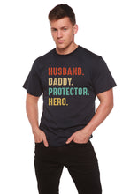 Load image into Gallery viewer, Husband, Daddy, Protector, Hero Men's Bamboo Viscose/Organic Cotton Short Sleeve Graphic T-Shirt
