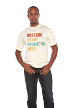 Load image into Gallery viewer, Husband, Daddy, Protector, Hero Men's Bamboo Viscose/Organic Cotton Short Sleeve Graphic T-Shirt
