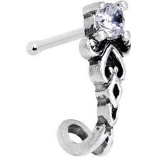Load image into Gallery viewer, Clear CZ Gem Heart Tail Faux Hoop Nose Bone
